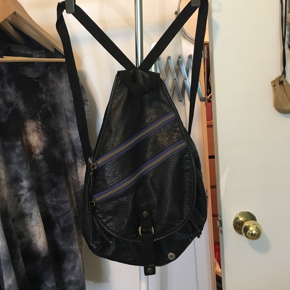 Black leather backpack